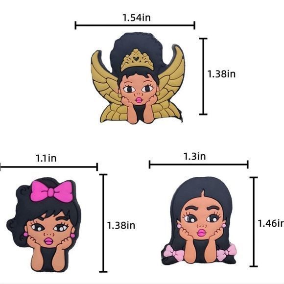 Shoe Charms Decoration Non-repeating Retro Black Girl‎ 18 piece - Picture 2 of 4